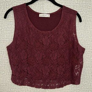 Wine Lace Crop Top Abercrombie & Fitch sz. M